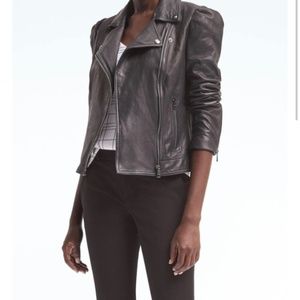 Lambskin Leather Navy Moto Jacket